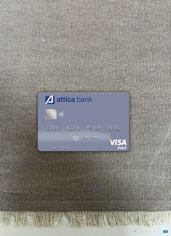 Download Greece Attica Bank visa debit card photolook front Photoshop template